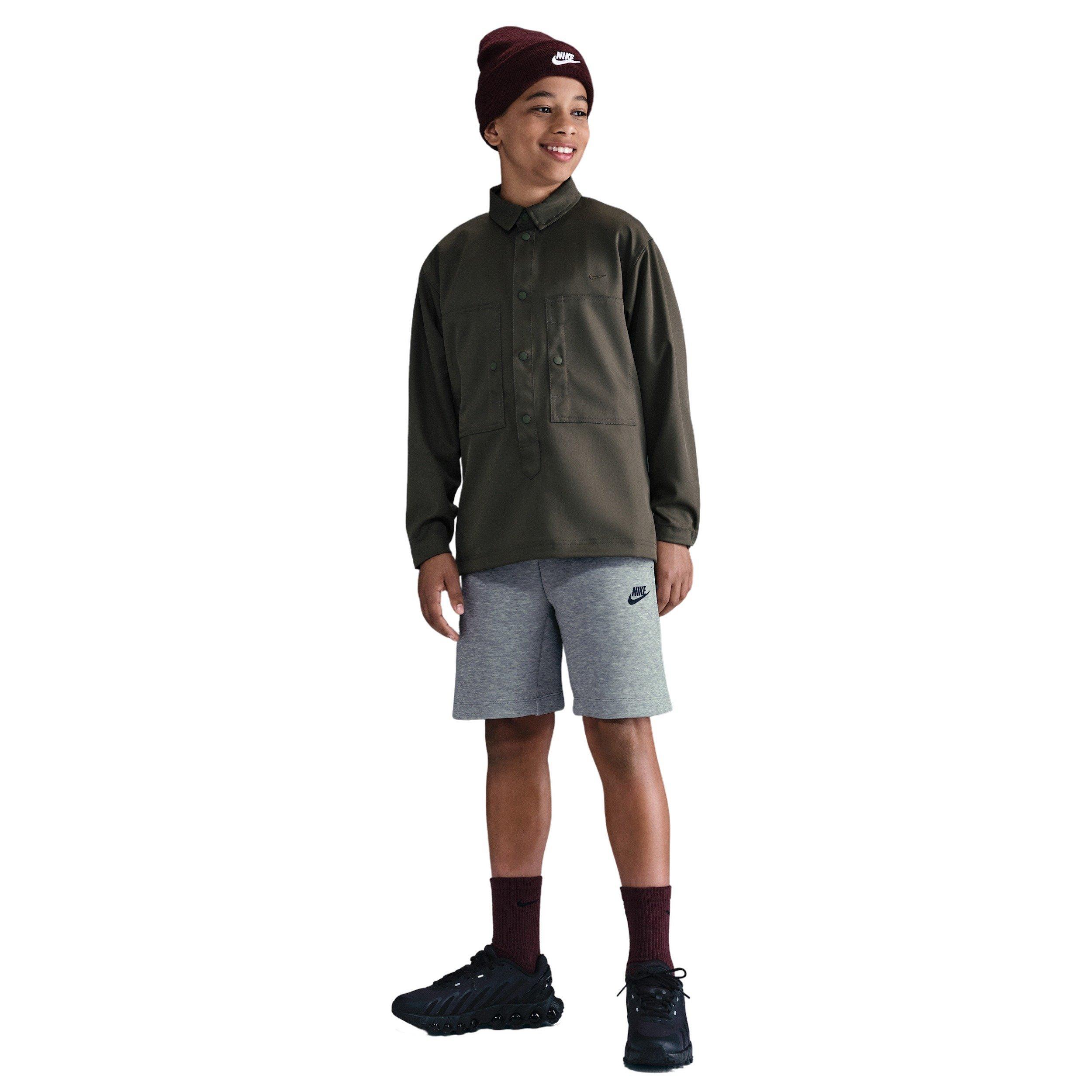 Nike Big Boys' Sportswear Tech Fleece Shorts - Dark Grey Heather - DARK GREY HEATHER